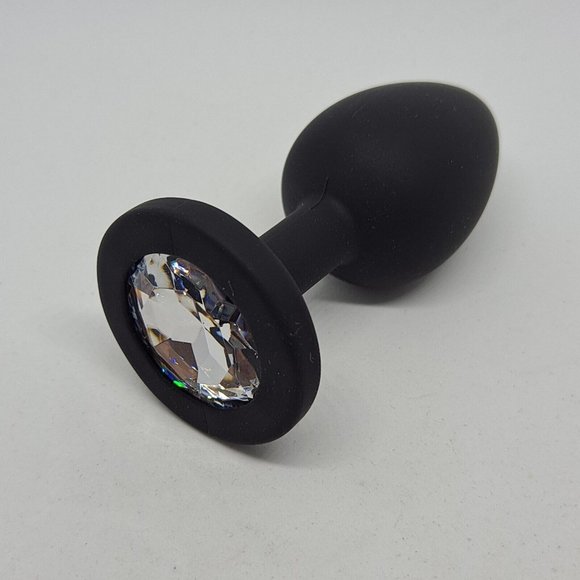 Butt Plug Bling Jewel Silicone Black - Picture 1 of 9